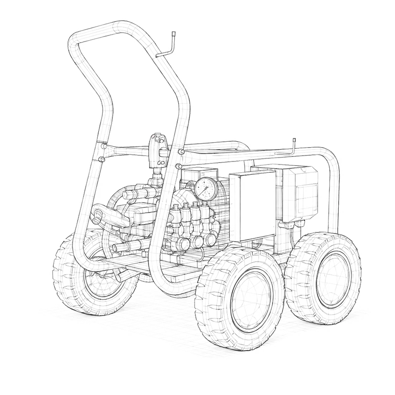 Ilustración técnica de una máquina de limpieza industrial LIMGE