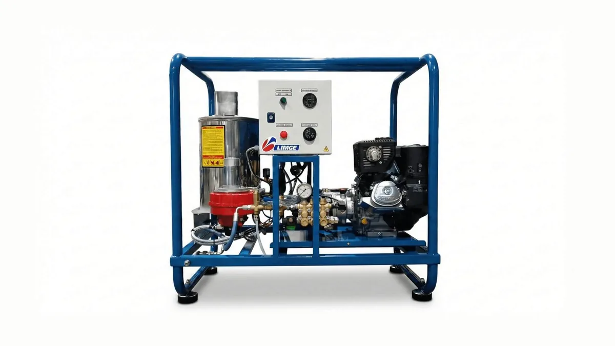 Hidrolimpiadora autónoma de gasolina Serie GAC con caldera de agua caliente y cuadro eléctrico